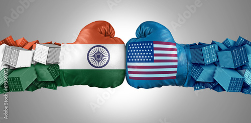 Obraz na płótnie India USA Rivalry and Economic Competition and political issues between New Dehli and Washington as a market and trade concept for Asia And American Business as a export import fight