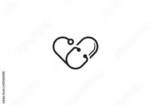 stethoscope logo healthcare, love and pill medical design icon template