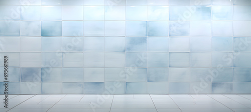 Blue ceramic rectangle mosaic tile geometric pattern. 