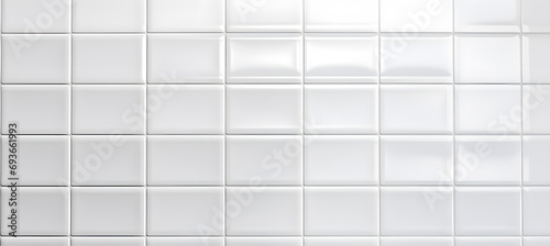 White ceramic rectangle mosaic tile geometric pattern. Classic white brick tile 