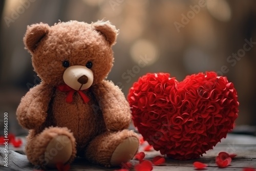 Teddy Bear and Heart-Shaped Box on Valentines Day