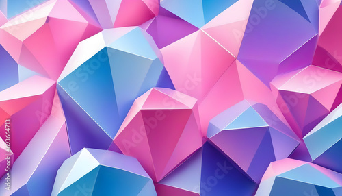 Abstract 3d texture  blue pink crystal glass background illustration  faceted texture with gradient  macro panorama  wide panoramic polygonal wallpaper