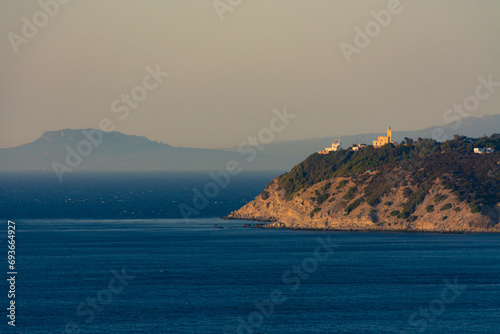 Coast and lighthouse of the Malabata Cape in Tangier