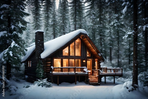 winter, snow, house, christmas, cold, landscape, forest, tree, cabin, wood, home, nature, wooden, white, cottage, season, building, sky, trees, village, snowy, old, mountain, architecture, holidayhous photo