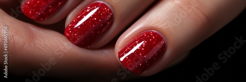 Beautiful women's manicure in red, nail design, banner