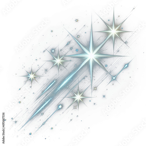 Illustration of a bright shooting stars  transparent background  PNG 