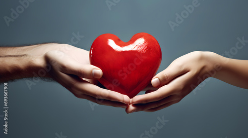 Hand giving red heart  charity and donate concept