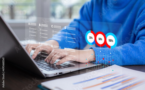 Analytics and Data Management Systems. Business Analytics and Data Management Systems to make reports with KPI  and metrics connected to the database for technology finance photo