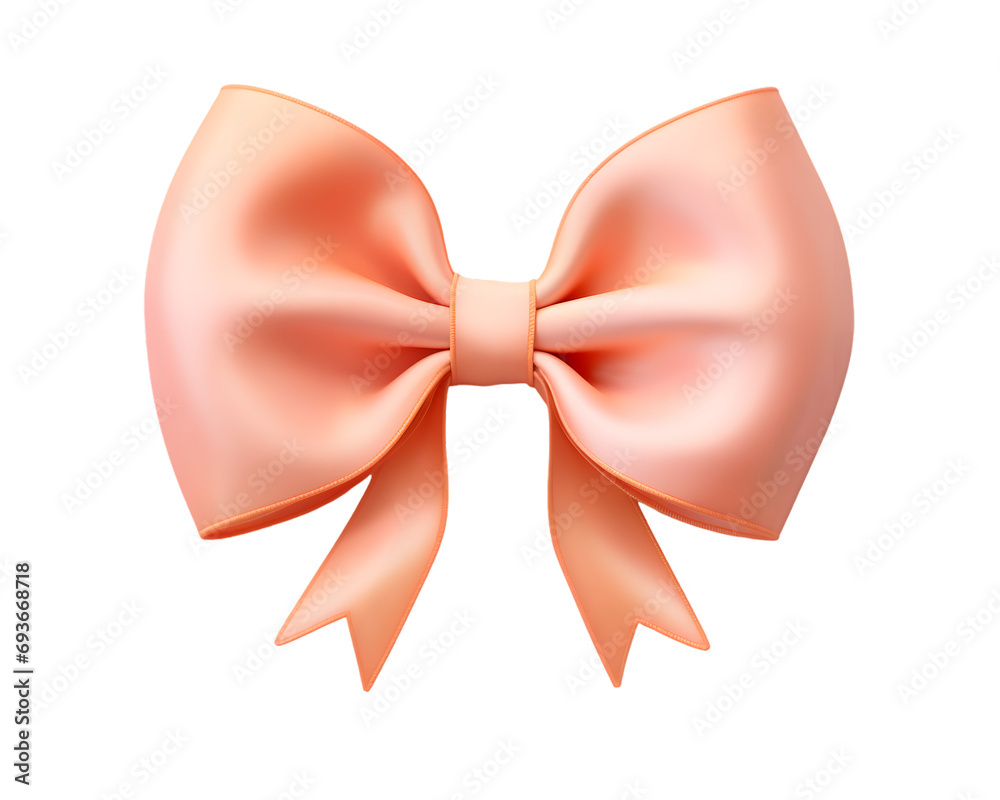 Peach color bow isolated on transparent background
