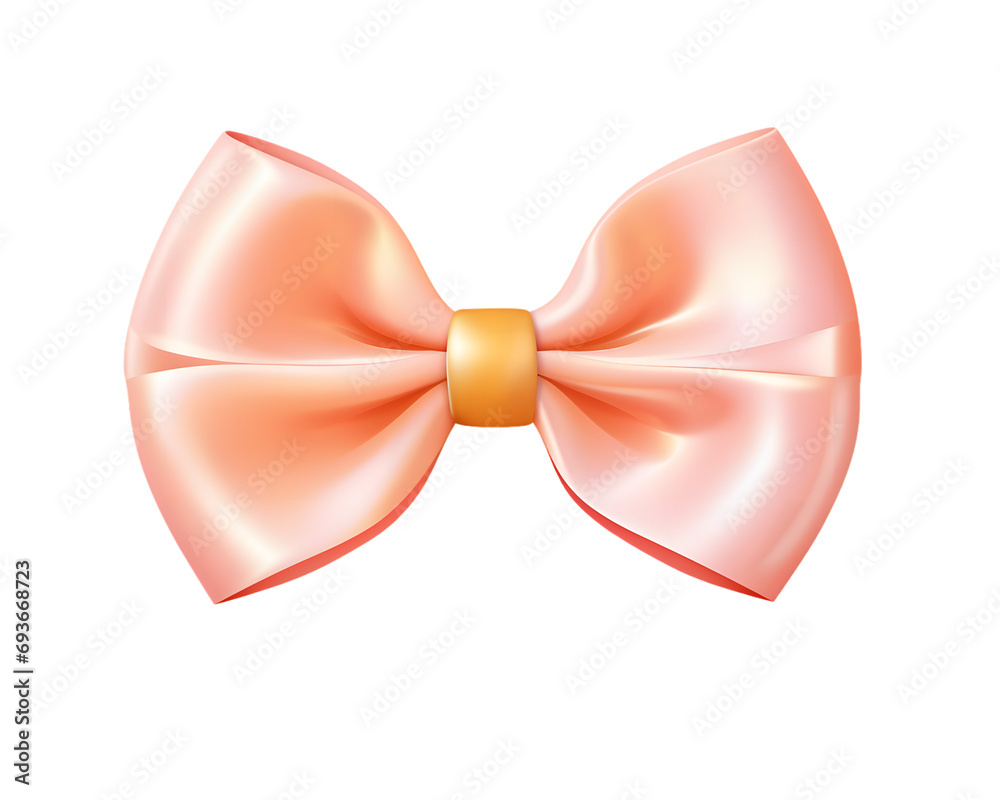 Peach color bow isolated on transparent background