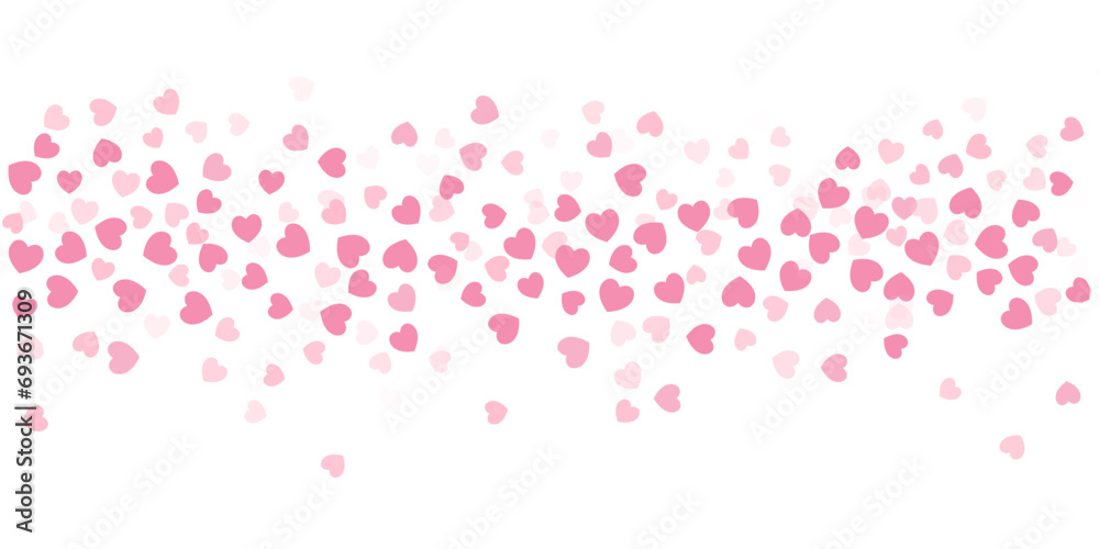 Heart Confetti Background, Love glitter for Valentine's day, Red, pink and rose hearts flying, frame or border for 14 February isolated on white, vector illustration Heart Confetti Background, Love glitter for Valentine's day, Red, pink and rose hearts flying, frame or border for 14 February isolated on white, vector illustration