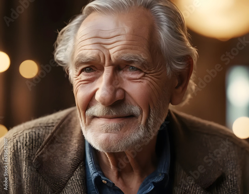 Happy Senior Man with Smiling Expression - Closeup Portrait of a Cheerful Elderly Gentleman
