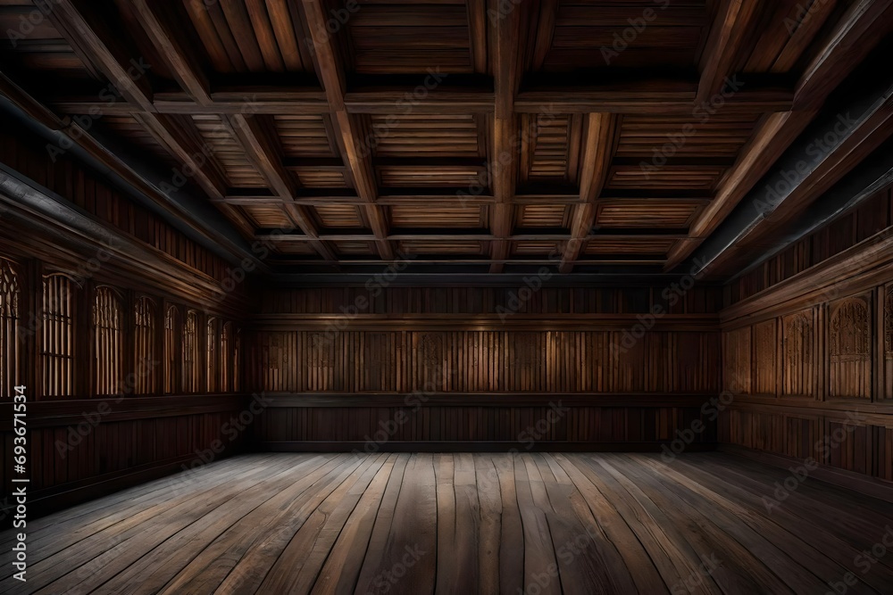 a genuine ancient ceiling with dark wooden planks