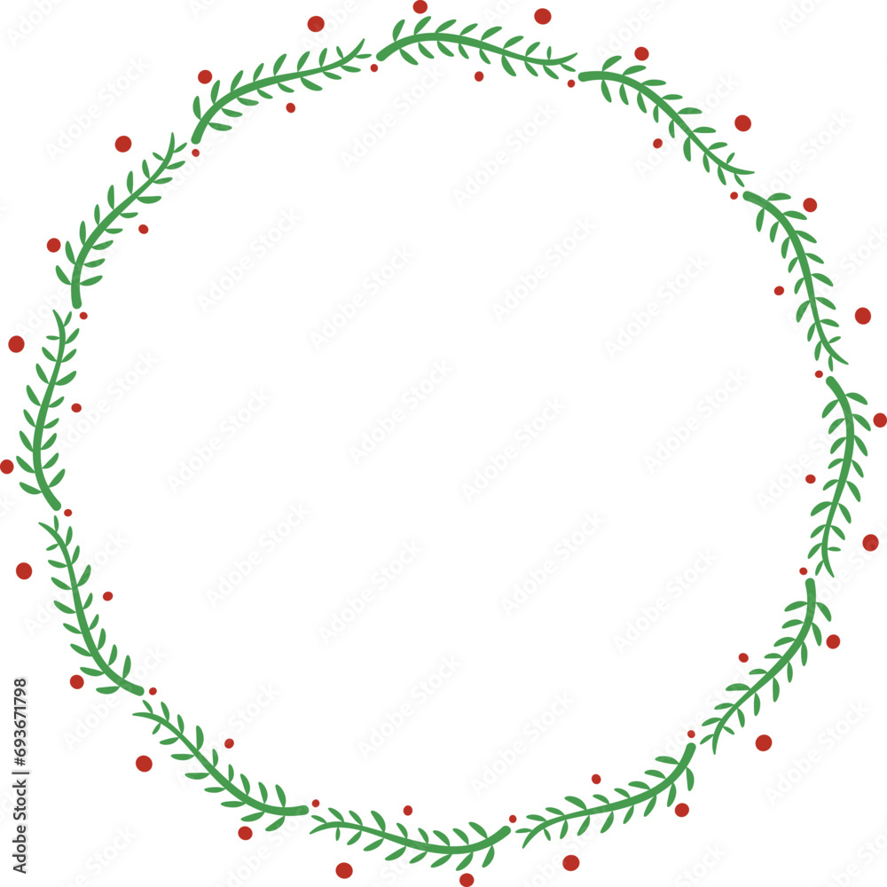 Leaves Christmas Wreath Circle Border Frame Leaves Christmas Wreath Circle Border Frame