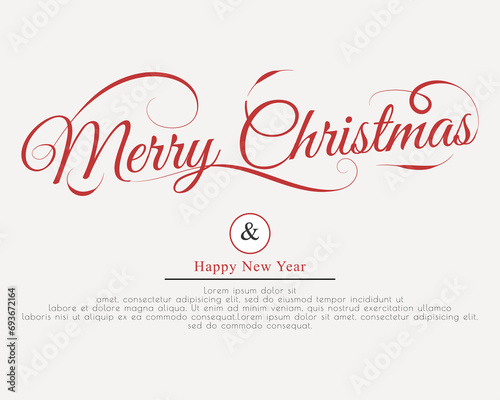 Elegant Merry christmas and Happy New Year. Lettering design card template. Vector Illustration