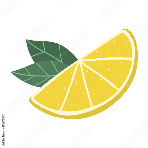 slice of lemon with leaves illustration