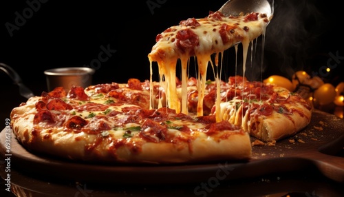 Irresistibly delectable pepperoni pizza with a golden crust and bubbling cheese toppings
