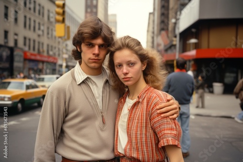 Caucasian lovers couple in 1980s