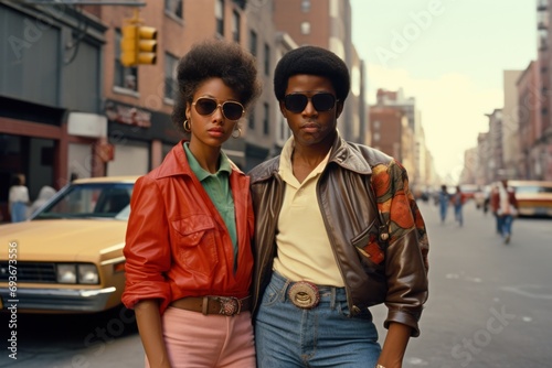 Black African American lovers couple in 1980s photo
