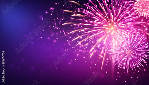 Firework silvester New Year's Eve Party celebration holiday background banner greeting card illustration - Closeup of pink glitter fireworks pyrotechnics with bokeh lights