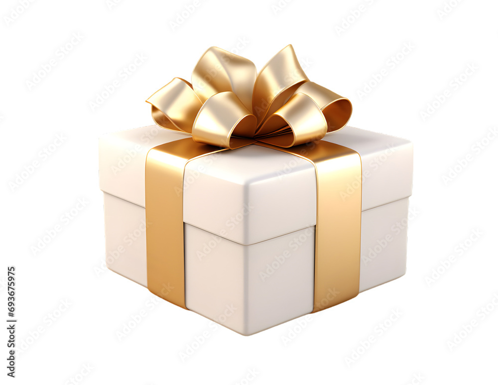 Gold bow gift box isolated on transparent background Gold bow gift box isolated on transparent background