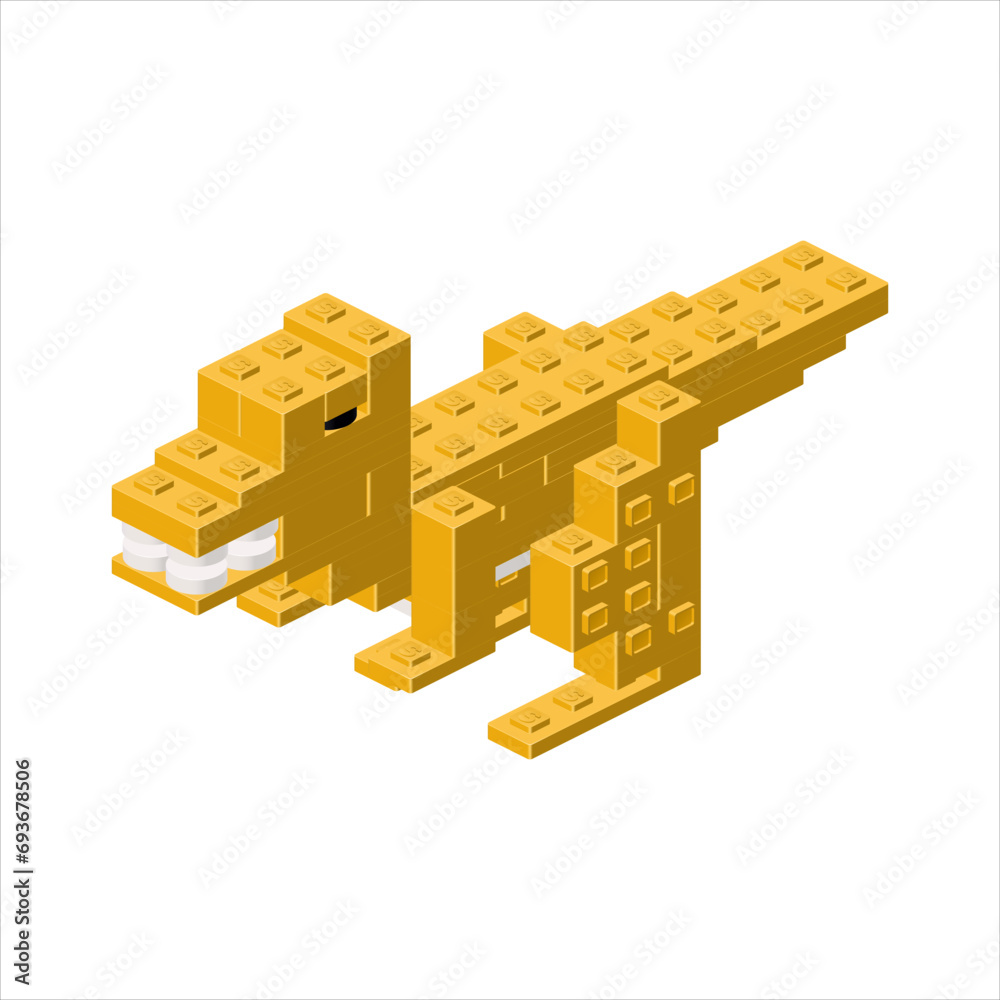 Fototapeta premium Orange raptor in isometry. Vector