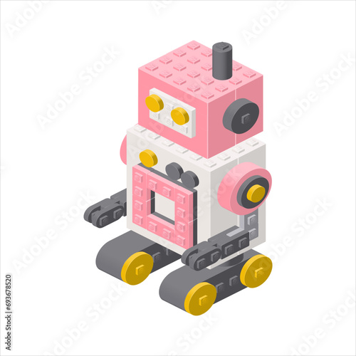 Cheerful robot in isometry. Vector