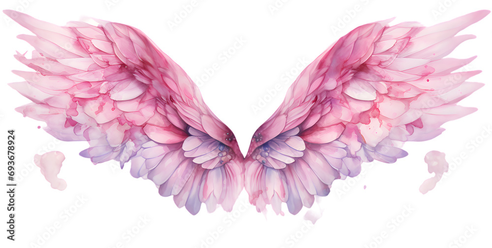 Beautiful magic watercolor angel wings isolated on transparent background Beautiful magic watercolor angel wings isolated on transparent background