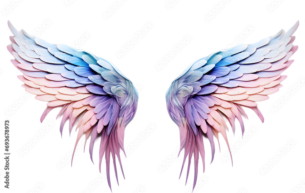 Fototapeta premium Beautiful magic watercolor angel wings isolated on transparent background