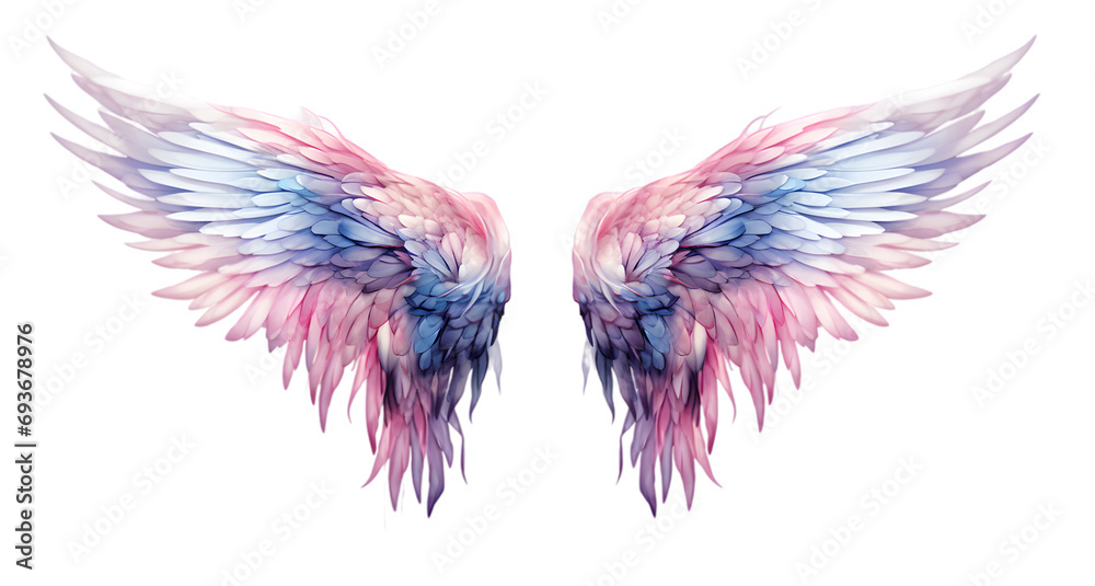Obraz premium Beautiful magic watercolor angel wings isolated on transparent background