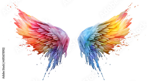 Beautiful magic watercolor angel wings isolated on transparent background © Oksana