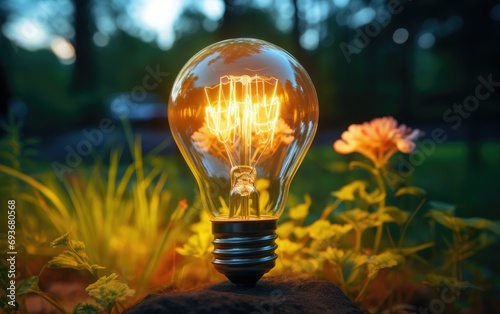 A glowing light bulb, symbo...