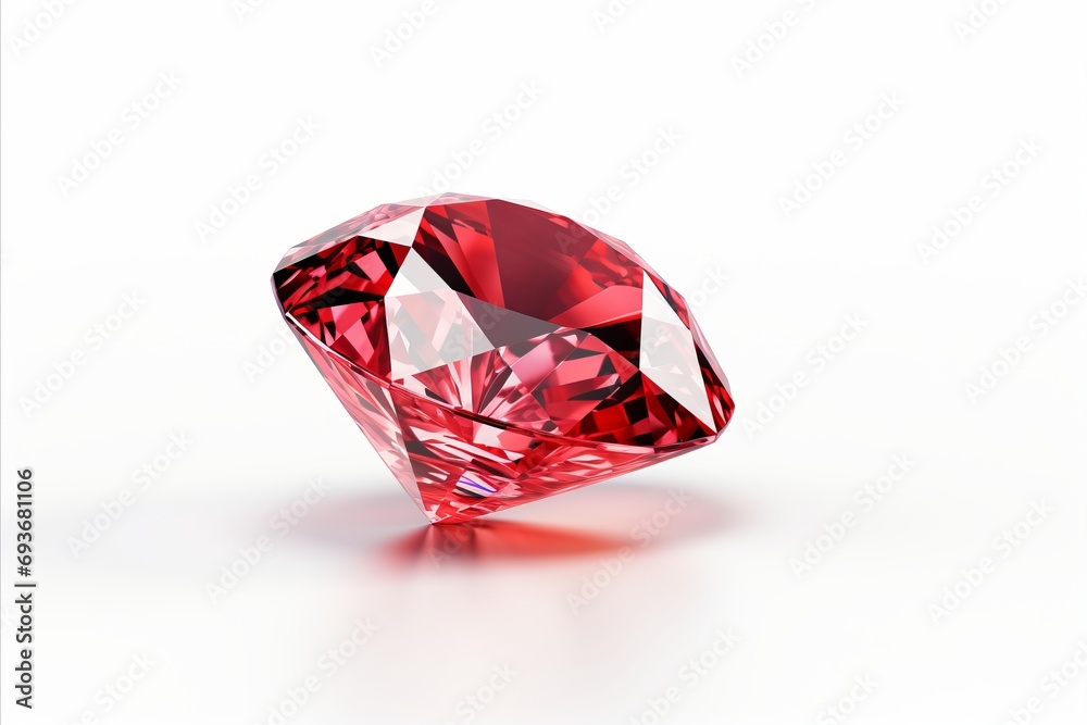 Red diamond on white background isolated gem for jewelry design or graphic illustration Red diamond on white background isolated gem for jewelry design or graphic illustration