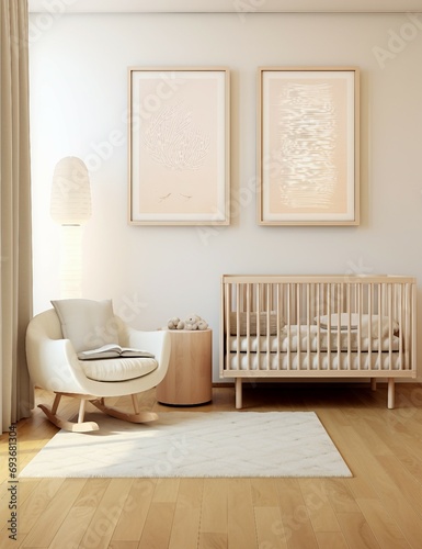 Poster mockup, poster in the room, frame on the wall, blank billboard in the room, interior of a room