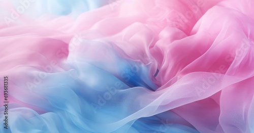 a blue and pink background with a cloud of powder