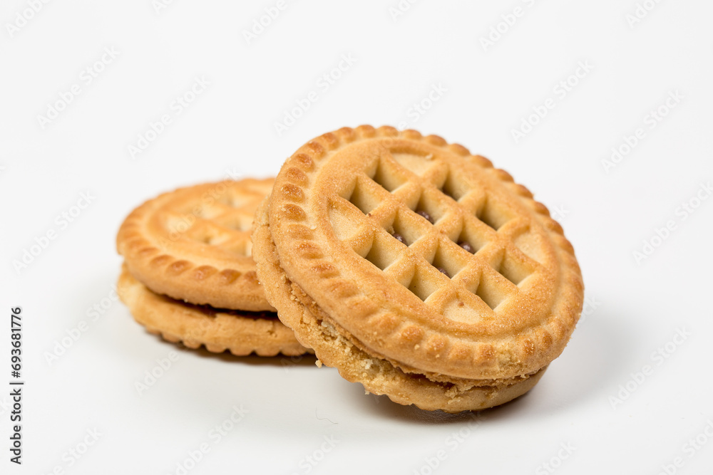 Round vanilla cookies on white background Round vanilla cookies on white background