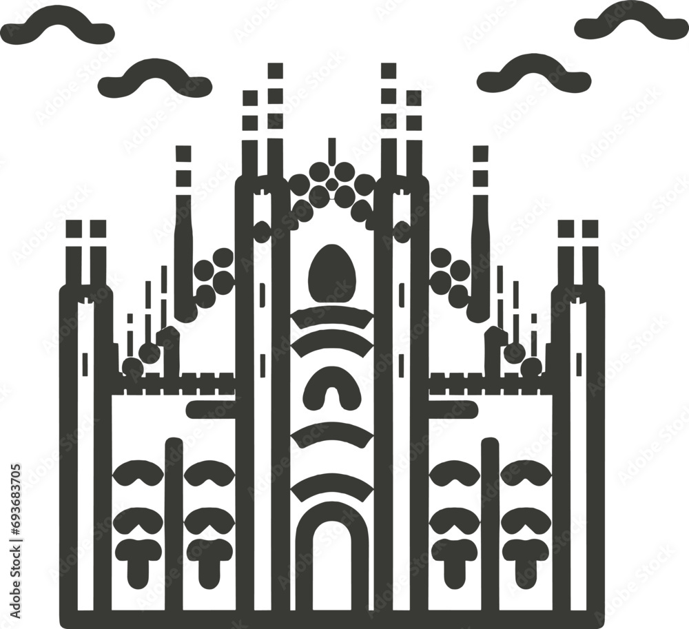 Obraz premium milan cathedral icon. milano icon vector. italy icon illustration eps10