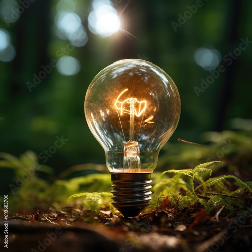 A glowing light bulb, symbo...