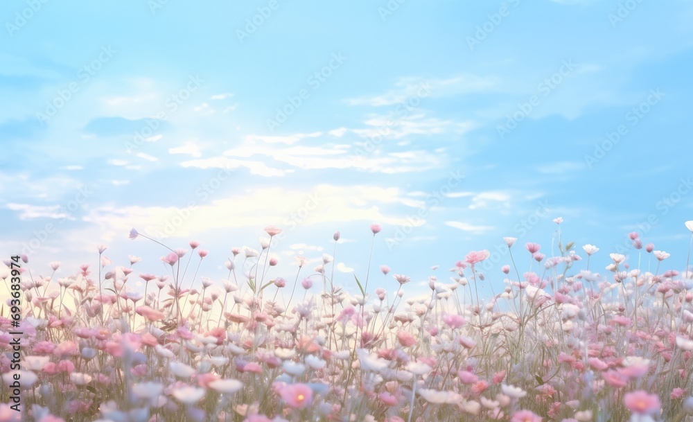 an animation that shows a field of flowers