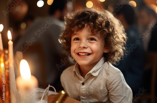 a toddler smiling at a birthday party © olegganko