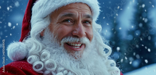 a cheerful santa claus in s...