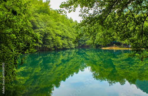 Lake hidden in the forest. Turkey Bolu Yedigoller. Outdoors lake view
