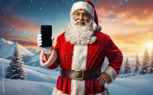 caucasian santa claus in re...