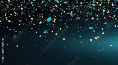 colorful confetti is falling down in front of a dark background