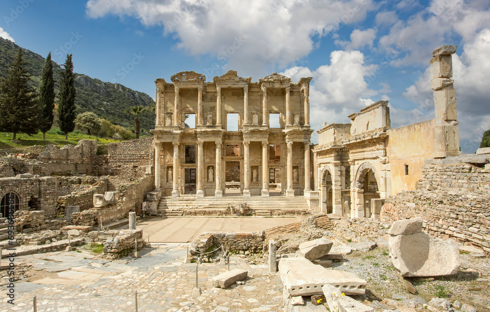 Travel concept photo; Turkey Izmir Selcuk Historical Ephesus ancient city