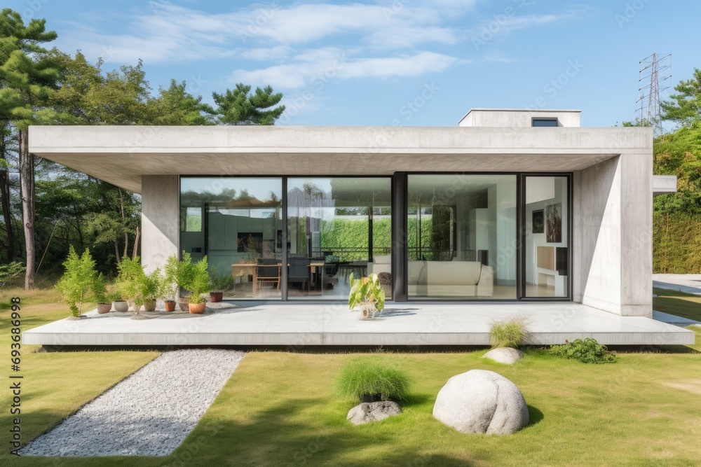 Summertime in a modern concrete home with windows open Summertime in a modern concrete home with windows open