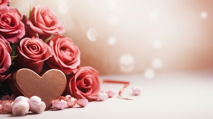 Dreamy Valentine's Day scene with roses, chocolates, and ample copy space