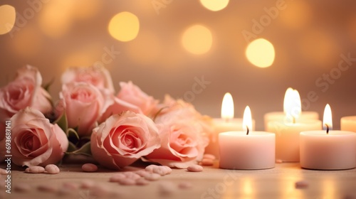 A tender background for expressing affection  featuring roses  candlelight