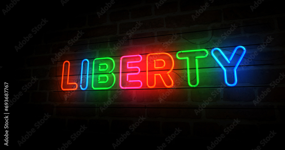 Liberty neon light 3d illustration Liberty neon light 3d illustration