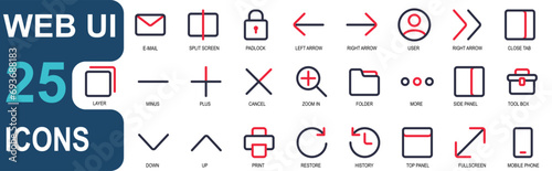 web ui icon set,vector collection, colored outline style,good for web and app ui  © Yudhi